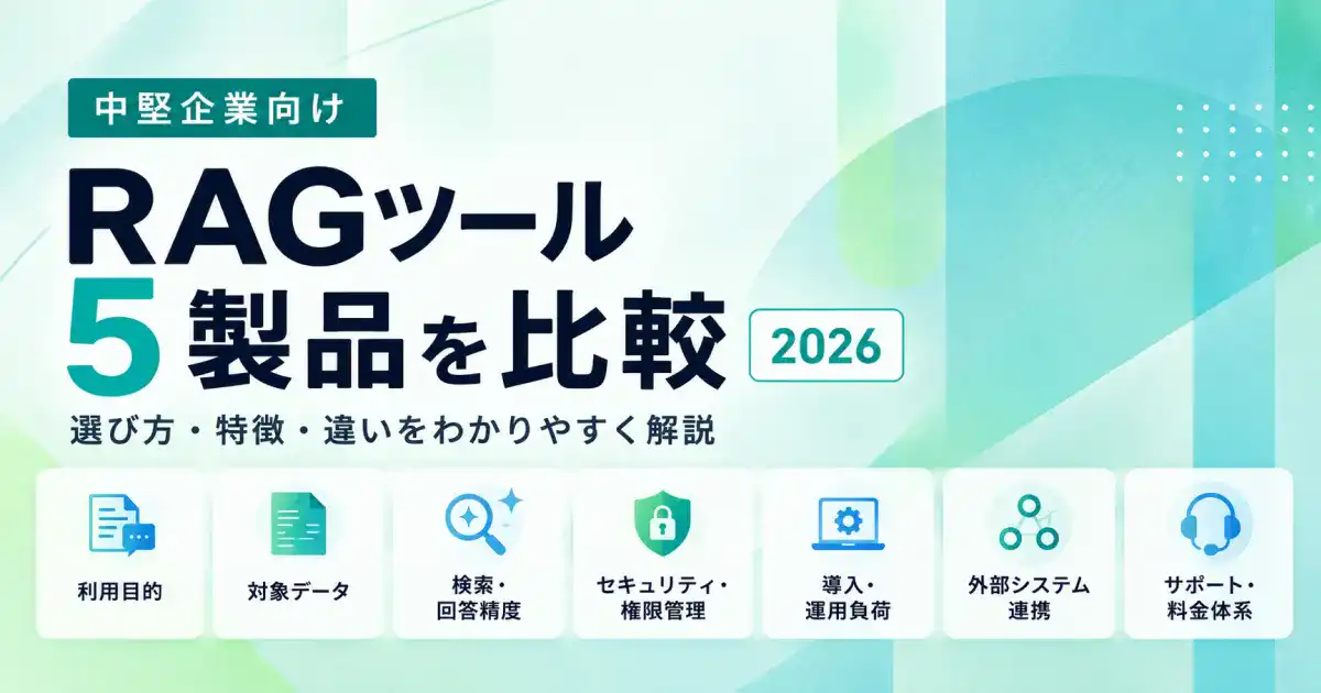 5製品で比較｜中堅企業向けRAGツール比較と選び方 2026